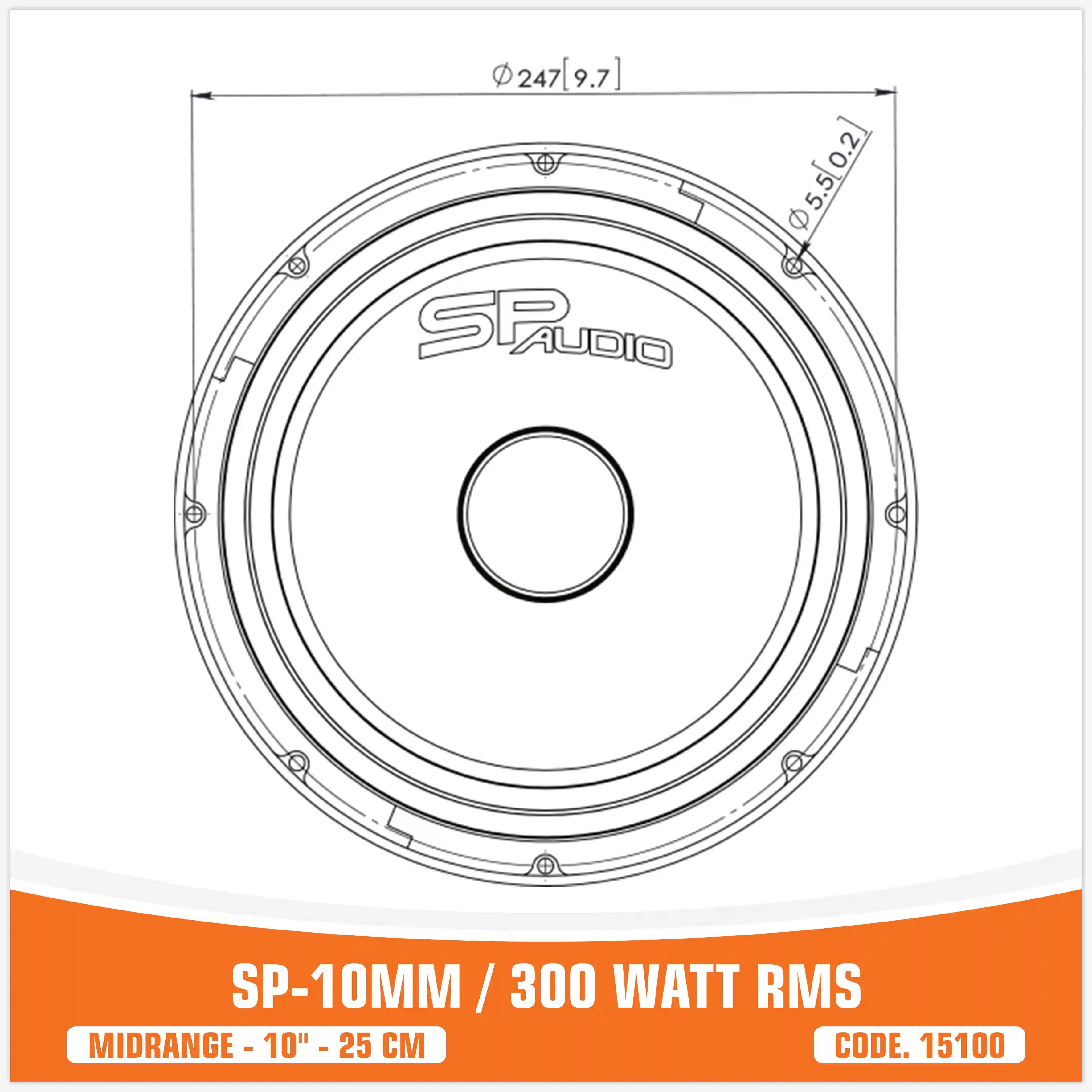  SP 10MM MEDIO RANGO EXTREMO 10"/25CM 300W RMS (PRECIO UNITARIO)