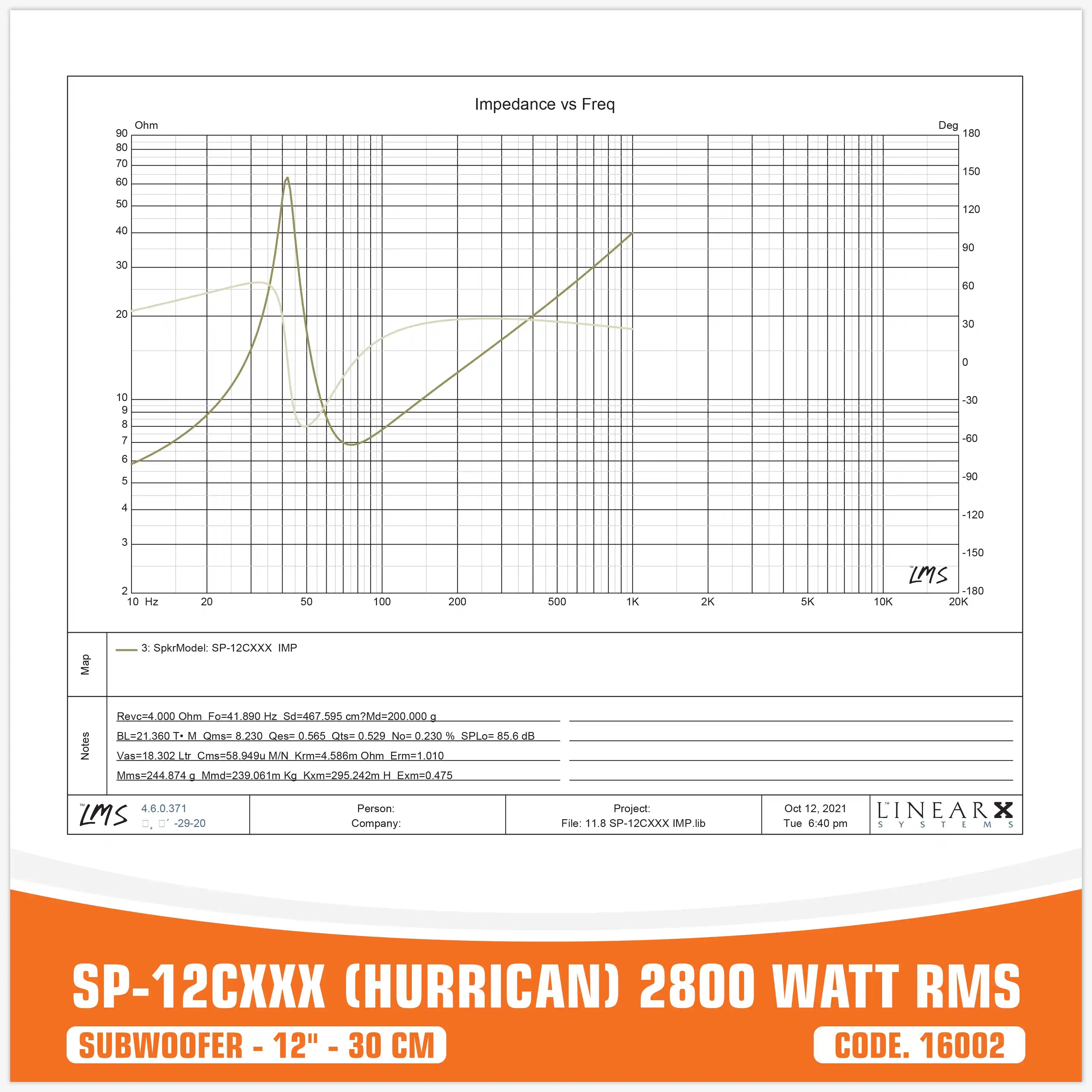 SP 12CXXX SUBWOOFER 12"/30CM 2800W RMS (PRIX ​​UNIQUE)