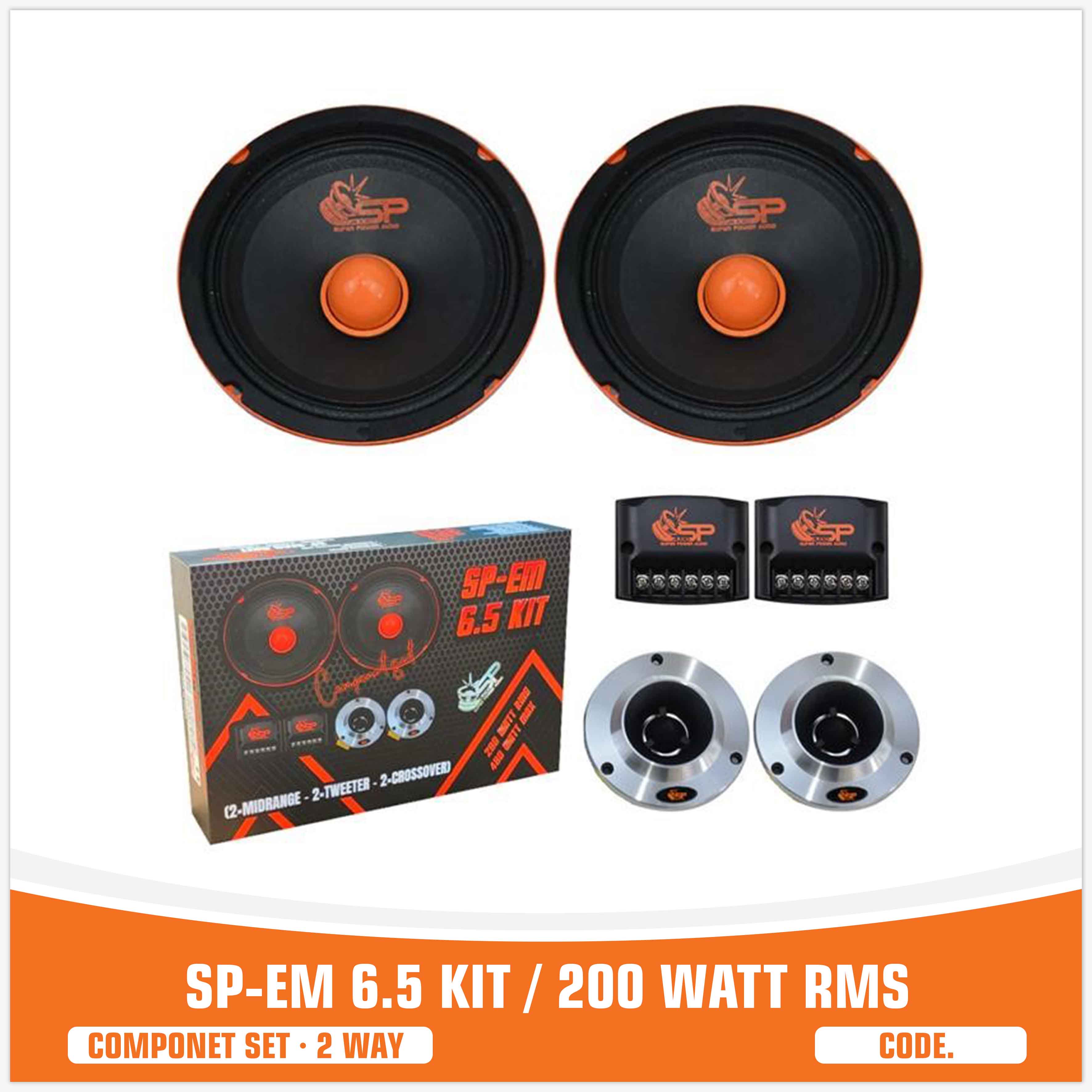 SP EM 6.5KIT 2 WAY 2 WOOFER +2 TW + 2 CROSS 200W RMS (KIT PRICE)