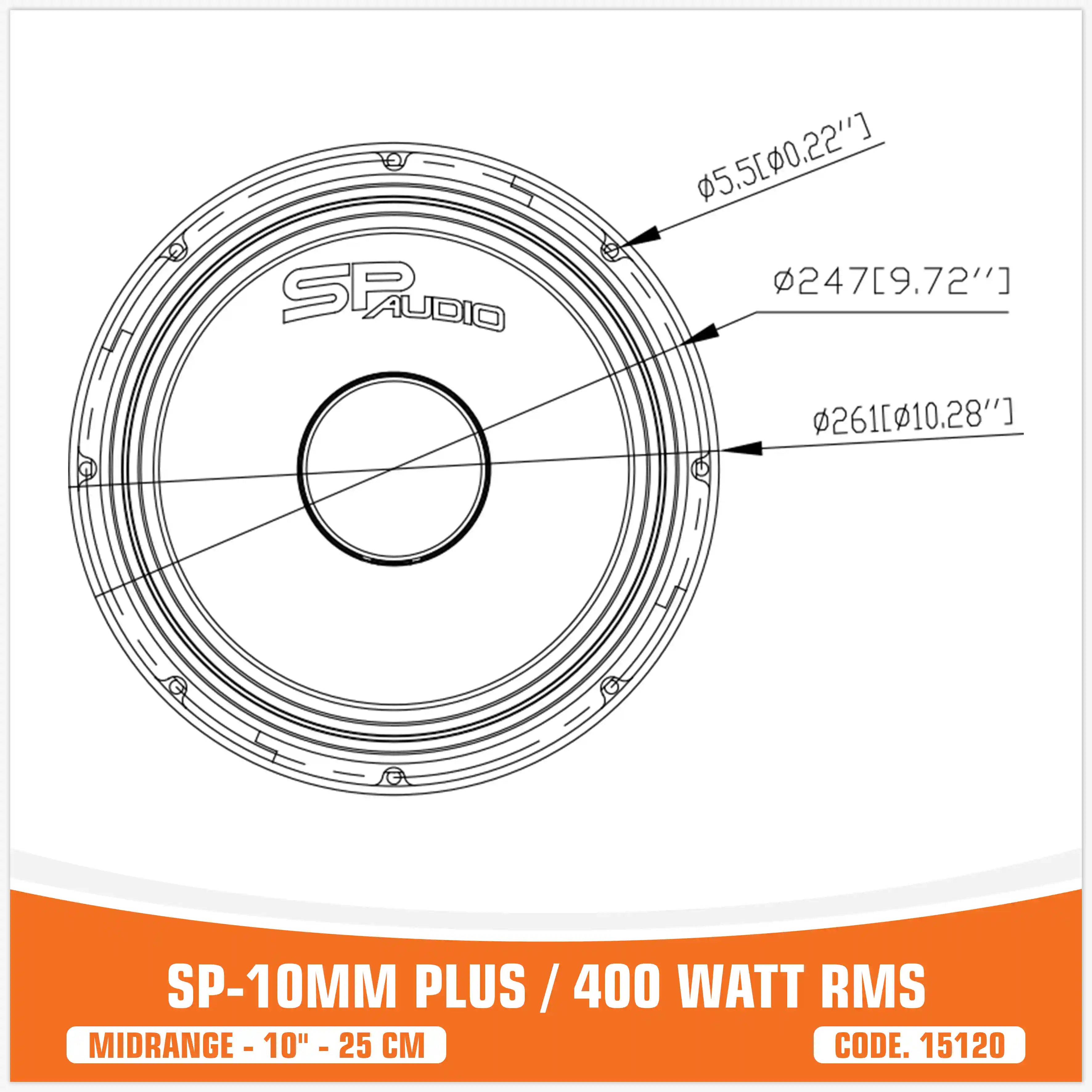 (10MM PLUS  میدرنج)
 (10"/ 25CM)
(400W RMS)
 (قیمت تک)