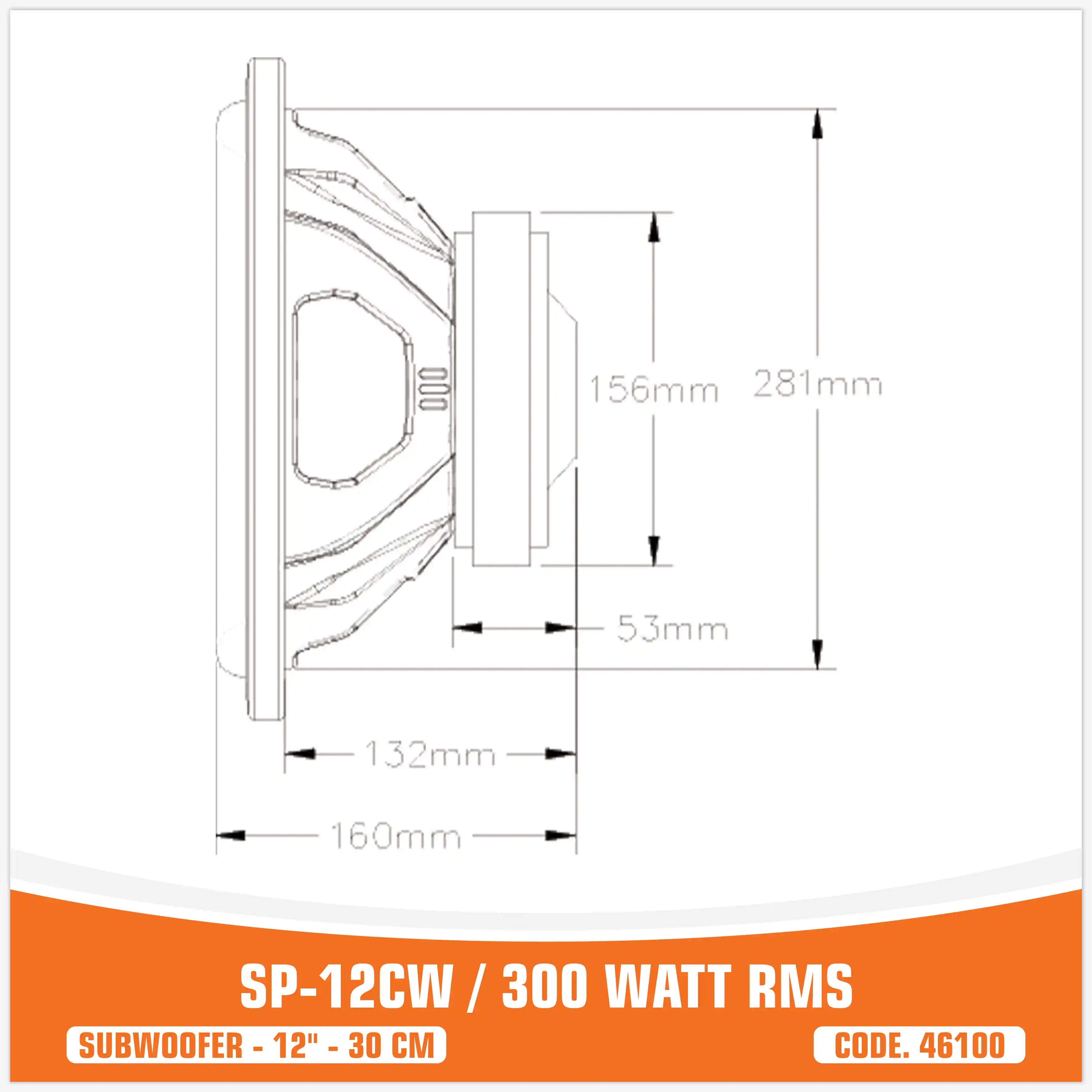 SP 12CW ENTRÉE DE GAMME SUBWOOFER 12"/30CM 300W RMS (PRIX ​​UNIQUE)