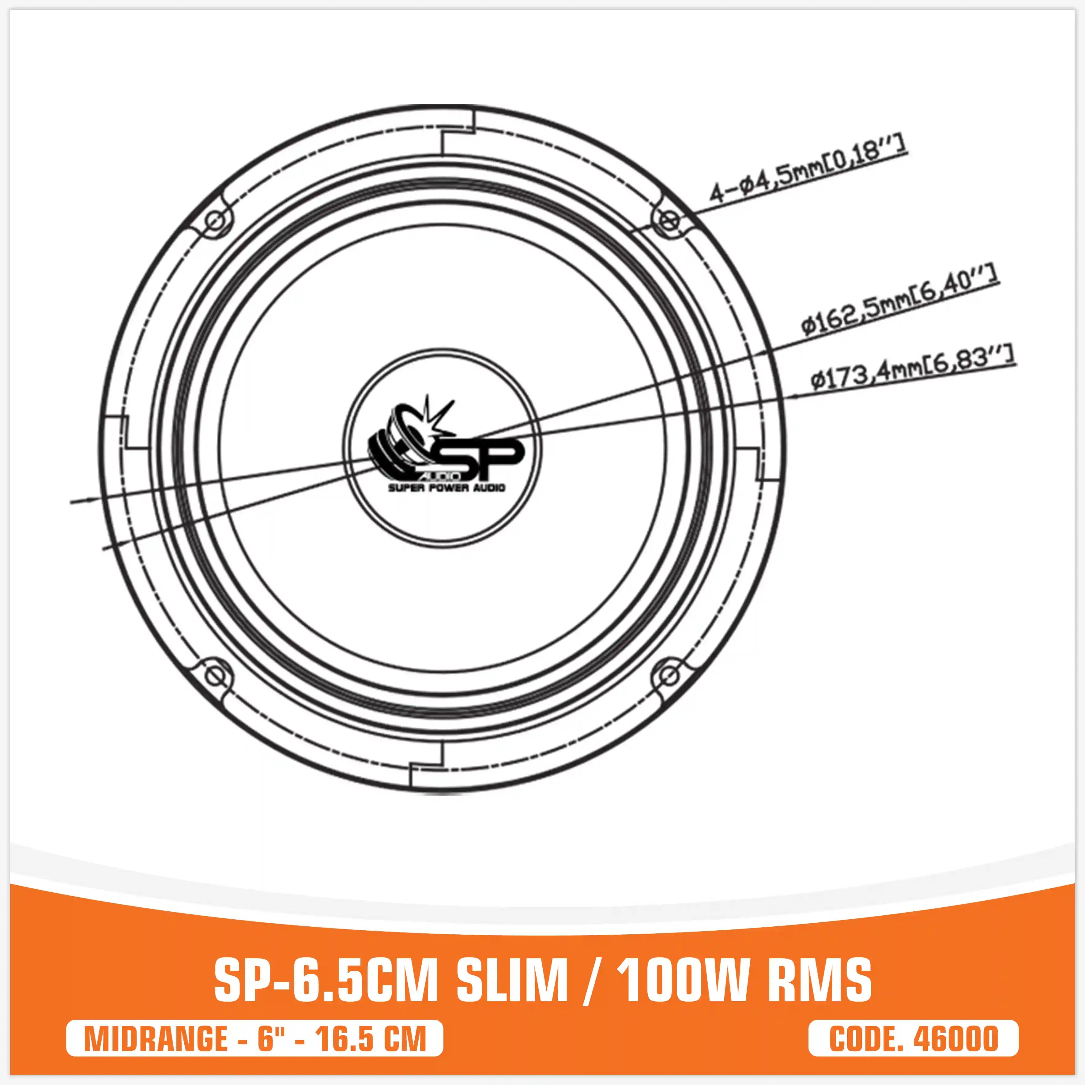 SP 6.5CM SLIM MIDRANGE SUPER SLIM 6,5"/16,5CM 100W RMS (PAIR PRICE)