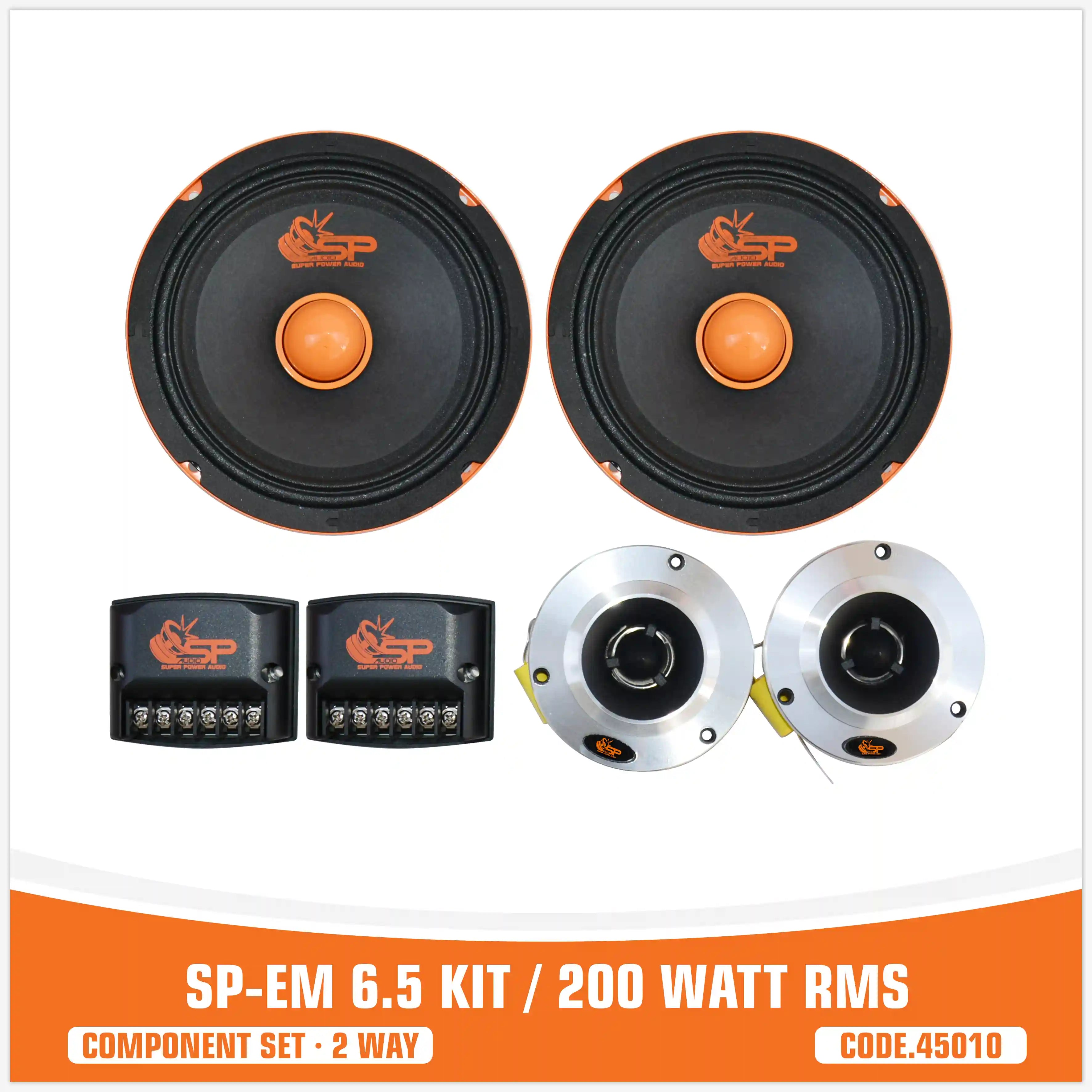 SP EM 6.5KIT 2 VÍAS 2 WOOFER +2 TW + 2 CROSS 200W RMS (PRECIO KIT)