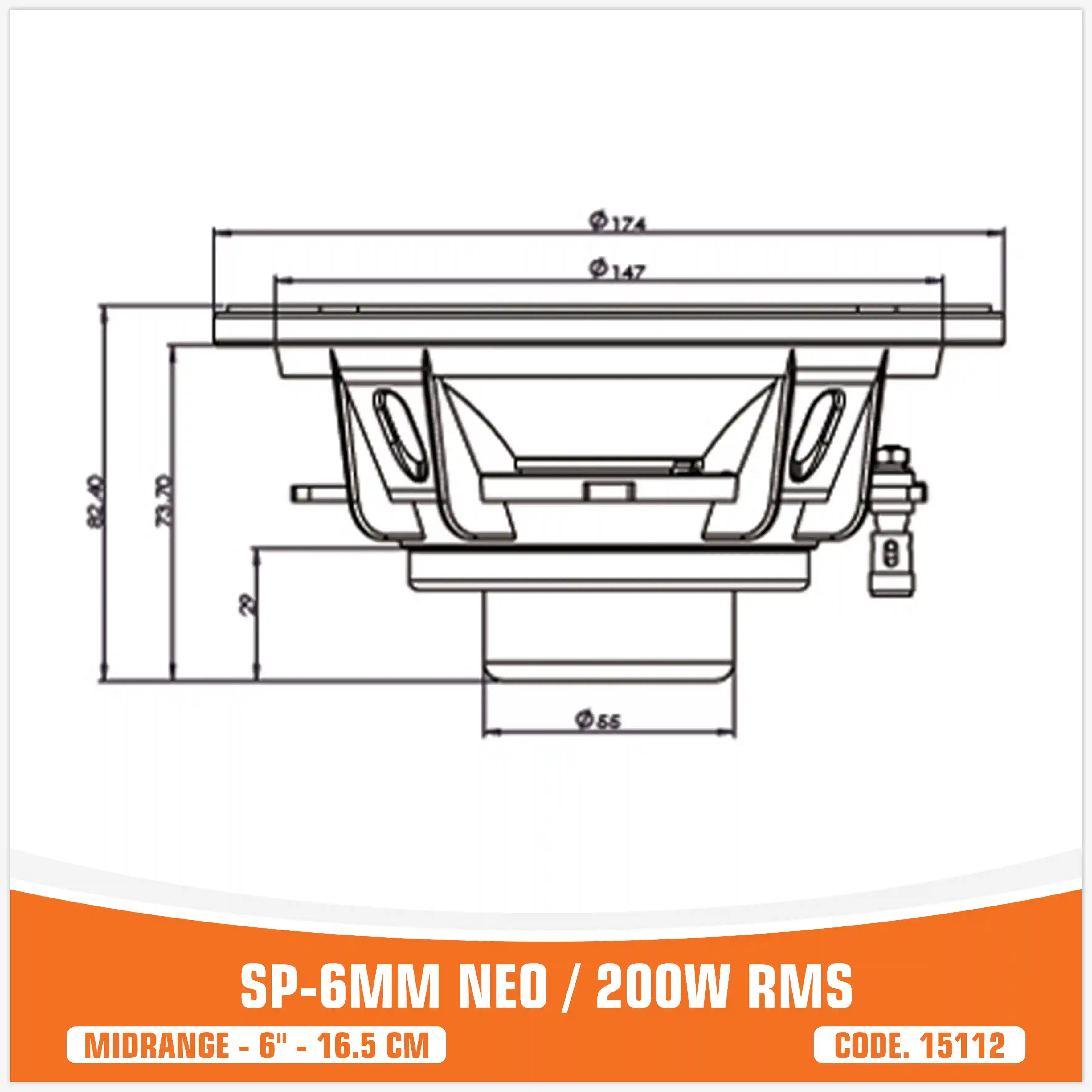 SP 6MM NEO MIDRANGE EXTREME 6,5"/16,5CM NEO MAGNET 200W RMS (UNIT PRICE)