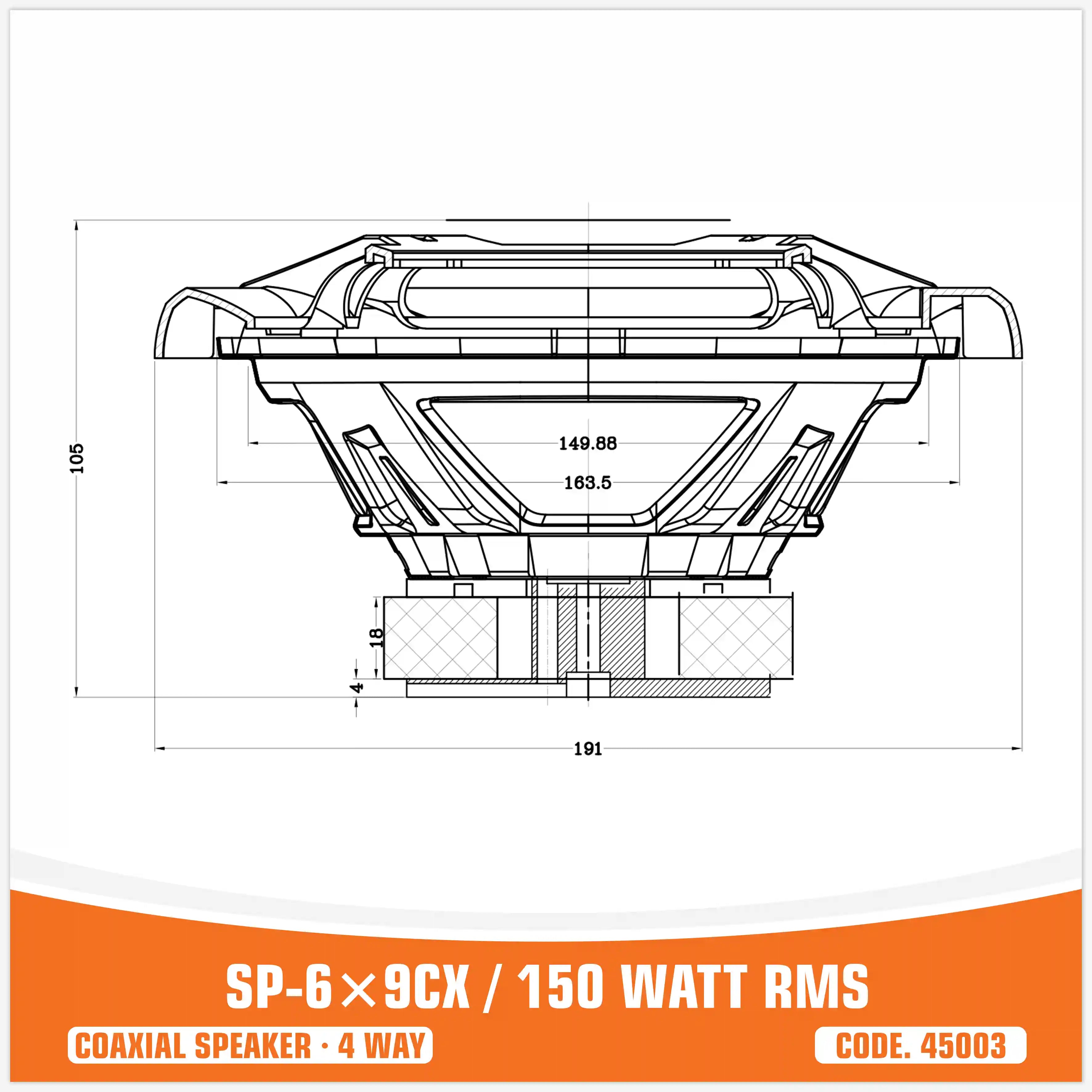 SP 6X9CX COAXIAL SPEAKERS 6X9"/16X22CM 150W RMS (PAIR PRICE)