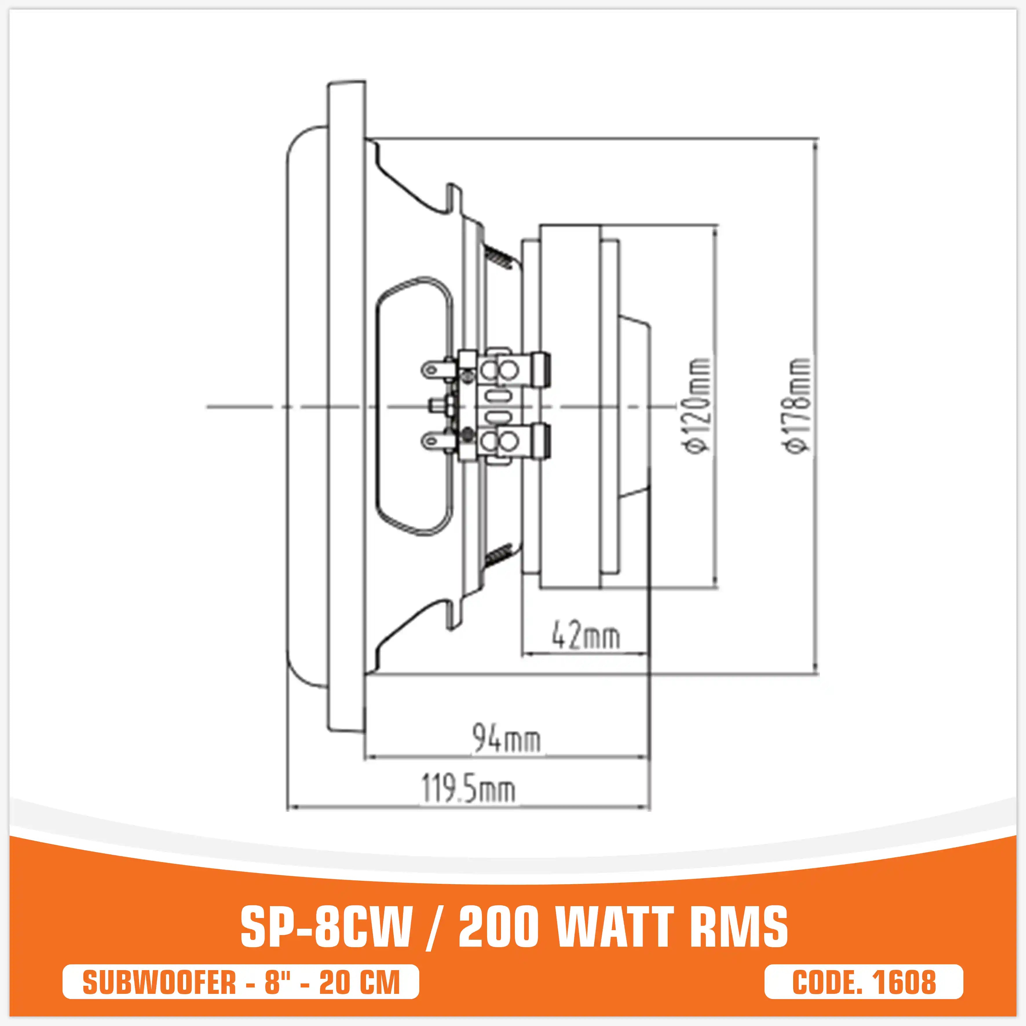 SP 8CW  SUBGRAVE 8"/20CM 200WATT RMS (PRECIO UNITARIO)