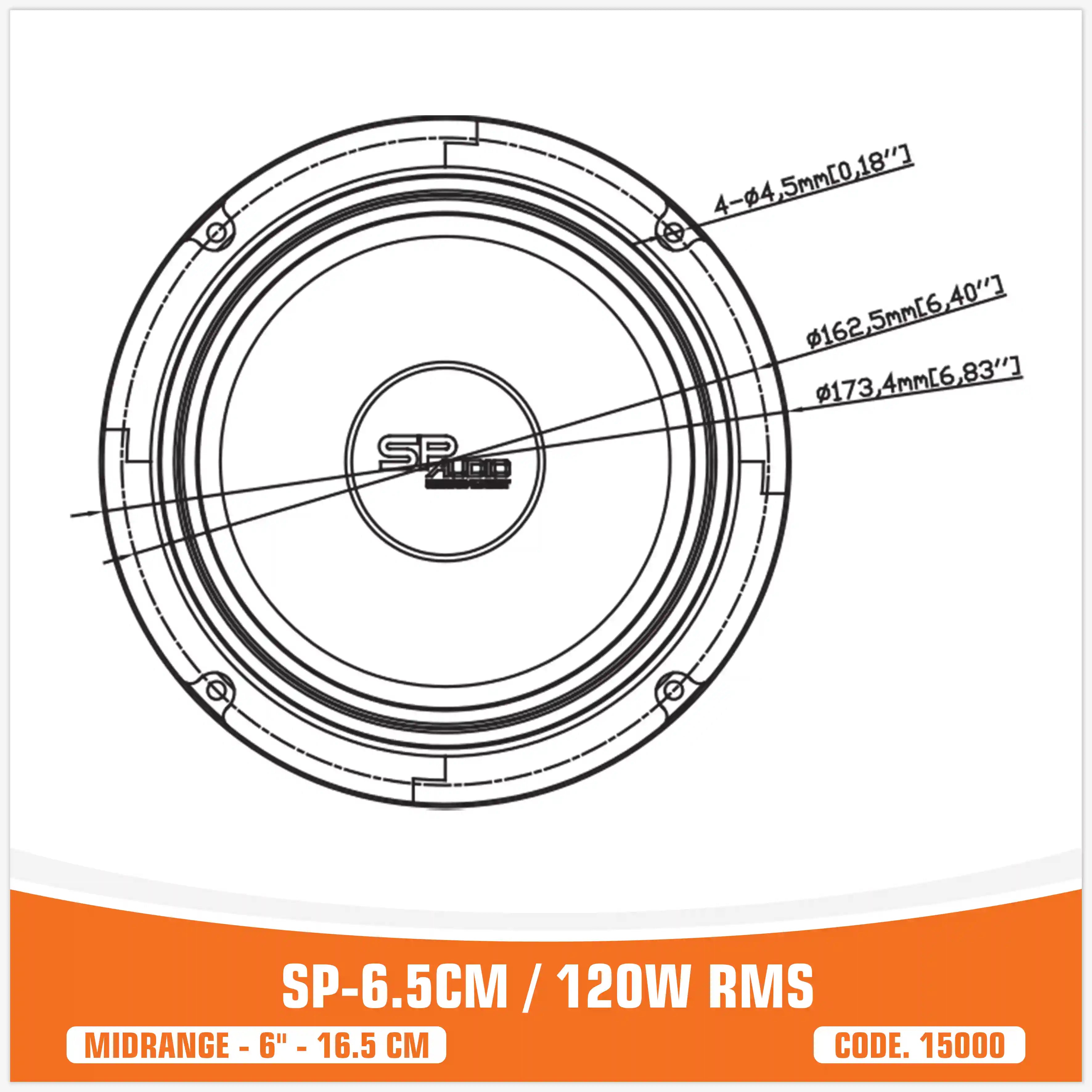 SP 6.5CM MIDRANGE BEST SELLER 6,5"/16,5CM 100W RMS (PAIR PRICE)