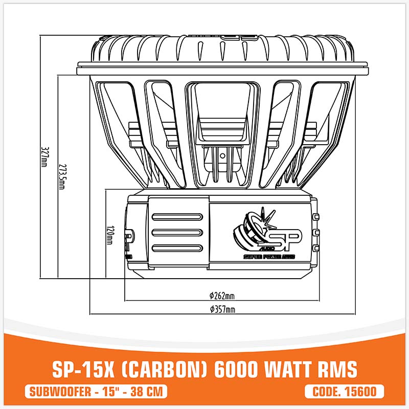 SP 15X CARBON FIBERS SUBWOOFER 15"/38CM 6000W RMS (UNIT PRICE)