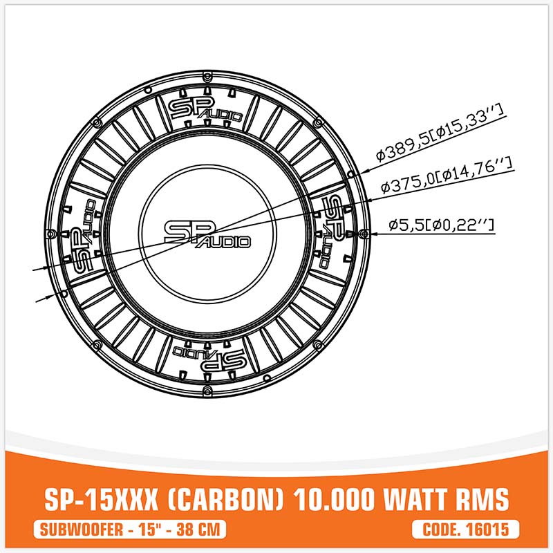 SP 15XXX CARBON FIBERS SUBWOOFER 15"/38CM  10000W RMS (UNIT PRICE)