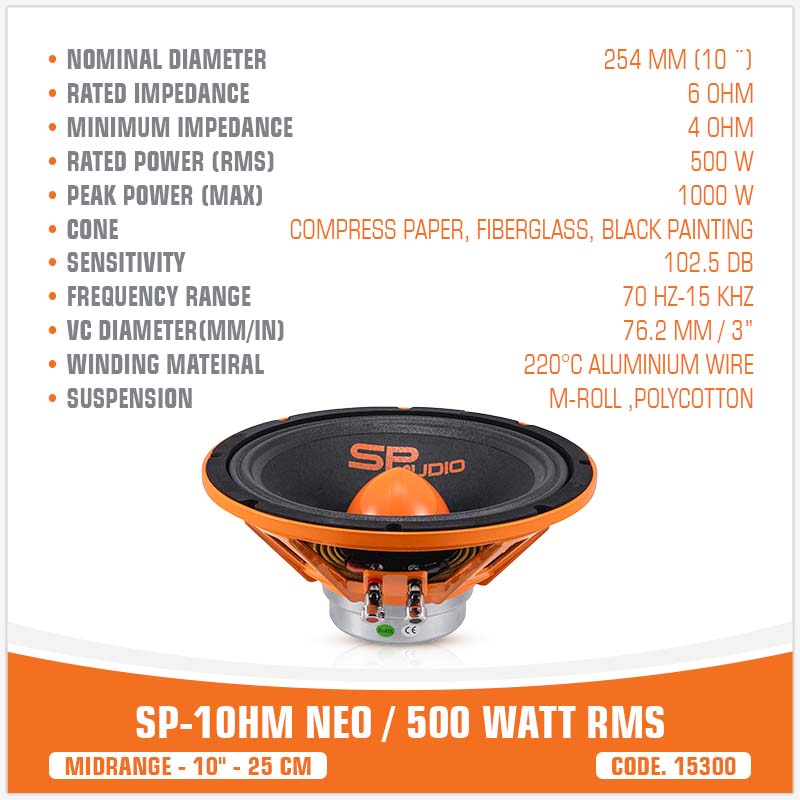 SP 10HM NEW MIDRANGE ESTREMO 10"/25CM MAGNETE NEODIMIO (PREZZO SINGOLO)