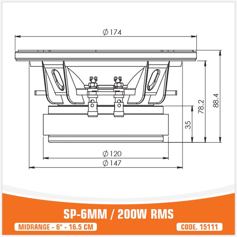 SP 6MM MIDRANGE ESTREMO 6,5"/16,5CM  200W RMS (PREZZO COPPIA)