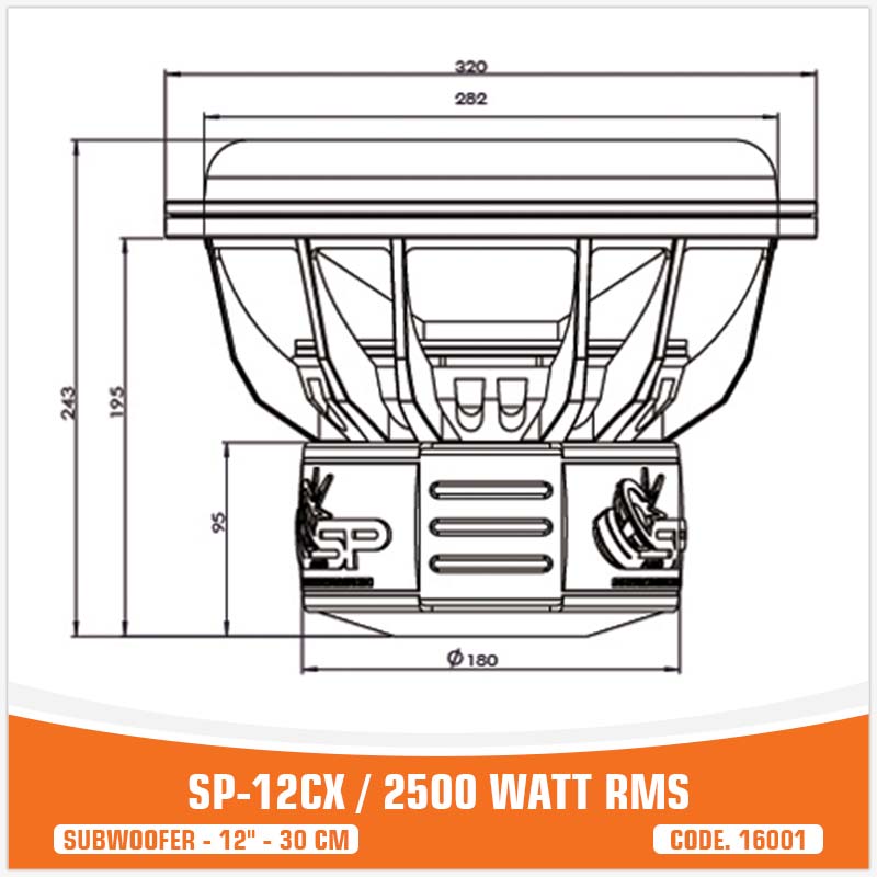 SP 12CX SUBWOOFER 12"/30CM 2500W RMS (UNIT PRICE)