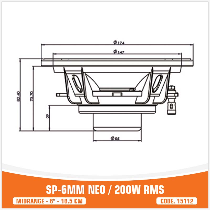 SP 6MM NEO MIDRANGE ESTREMO 6,5"/16,5CM MAGNETE NEODIMIO 200W RMS (PREZZO SINGOLO)